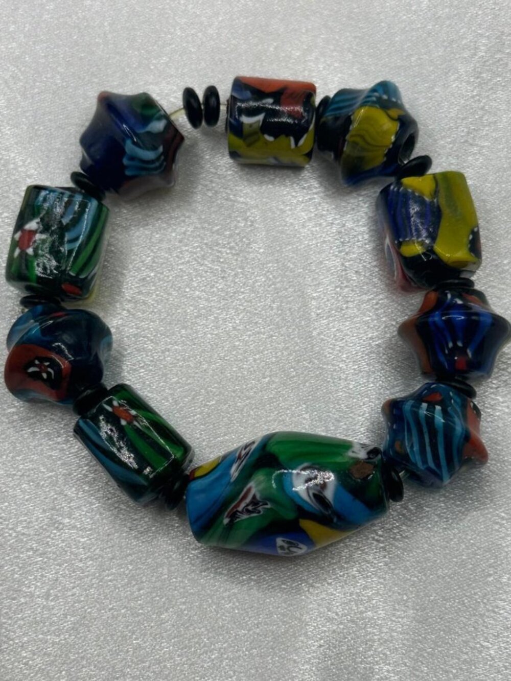 Vintage 1960's Murano Art Glass Stretch Beaded Bracelet